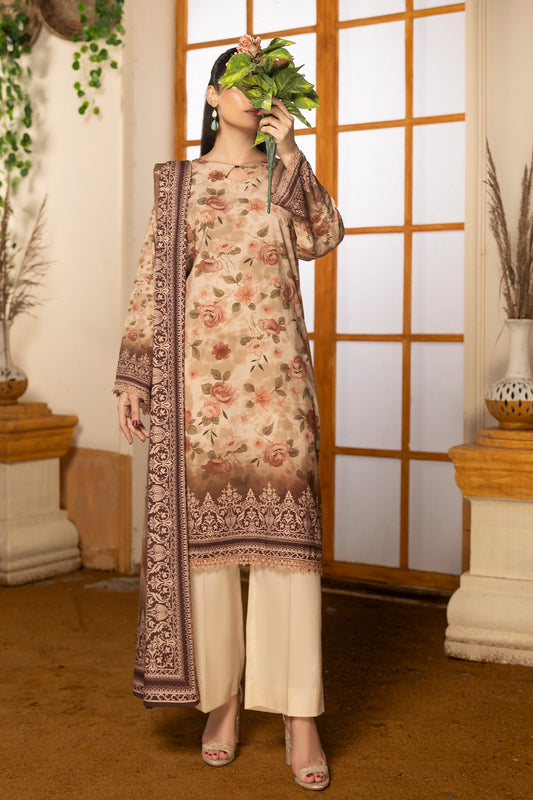 3 Piece - Digitally Printed Linen Slub - WD408