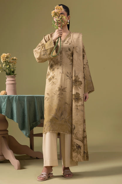3 Piece - Digitally Printed Silk Karandi - WD812