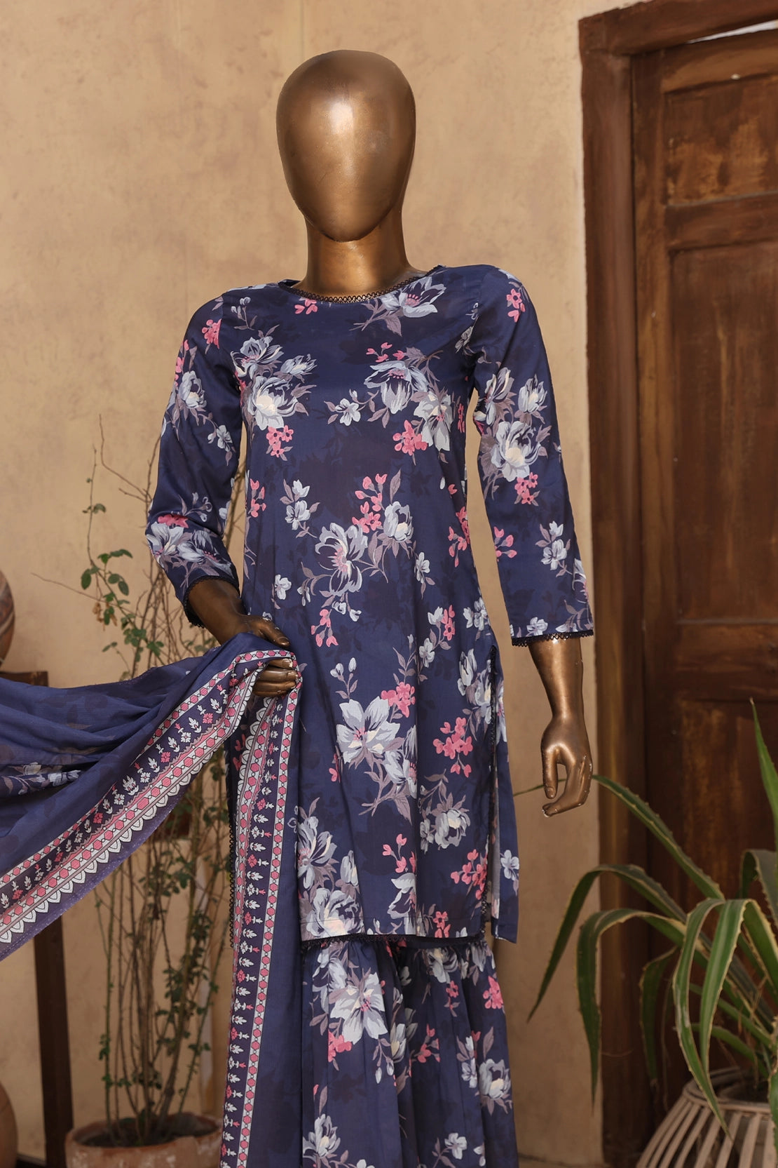 2 Piece - Digitally Printed Doriya Lawn - D303